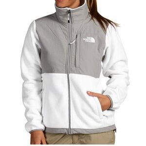 North Face Denali Fleece Jacket White Gray M